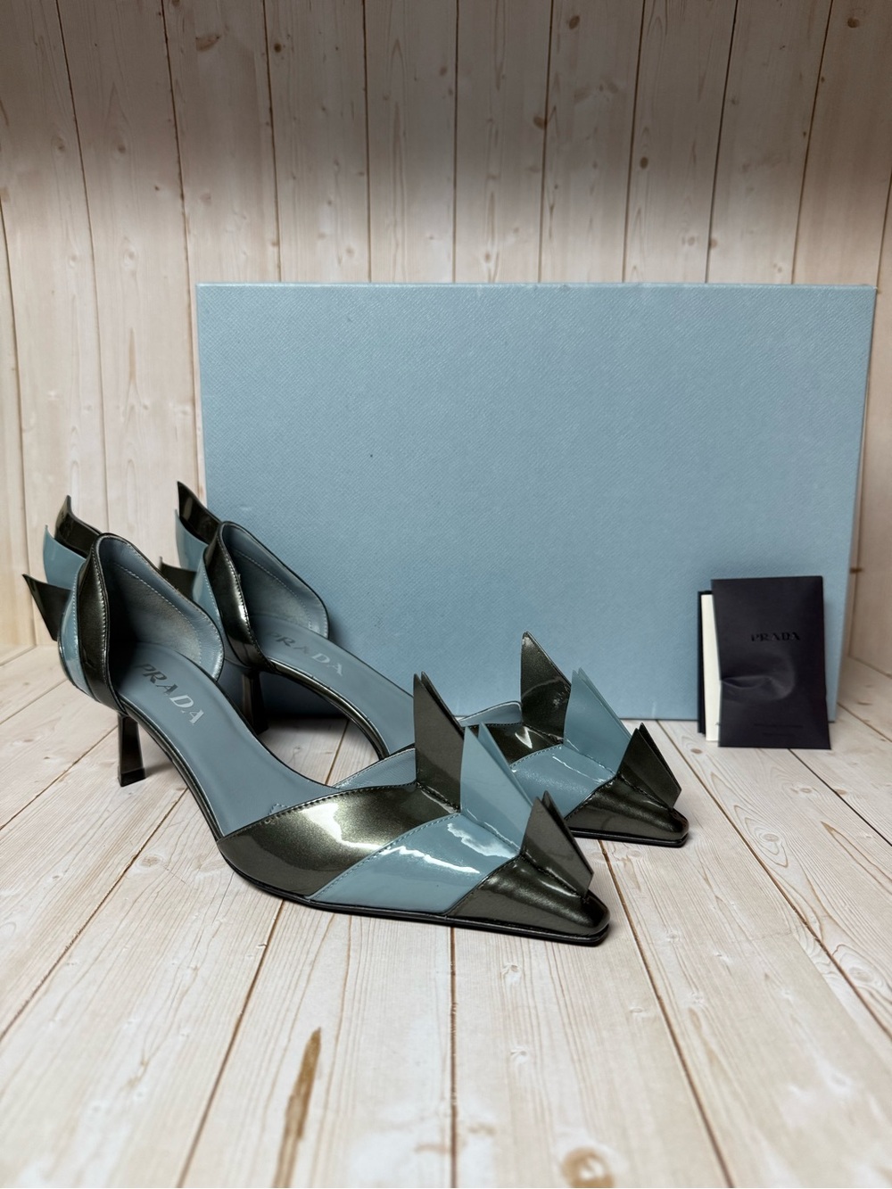 Prada Colorblock Pointed Toe d’Orsay Pumps
Blue/Dark Grey Sz 37 / 7